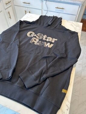 G-Star Raw Black Hoodie with White Logo